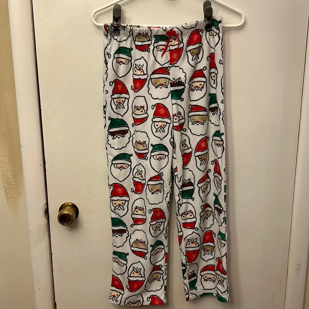 Carters Kids Pajama Pants White/Santa Size 12